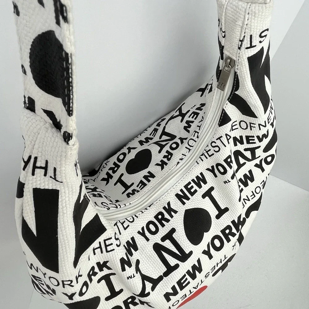 Robin Ruth New York City Shoulder Bag Purse Tote Black Glitter Red‎ Heart Zipper